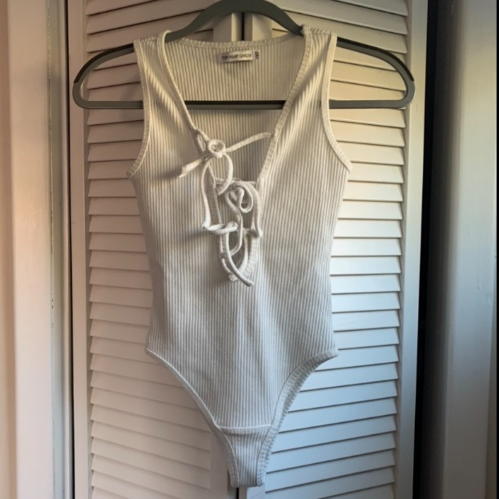 White tie-front bodysuit